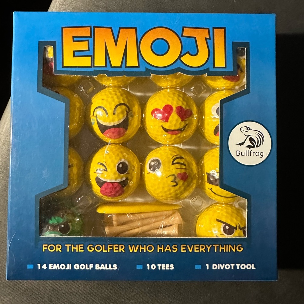 Emoji Golf Ball (14) with tees (10) Brand new in box!